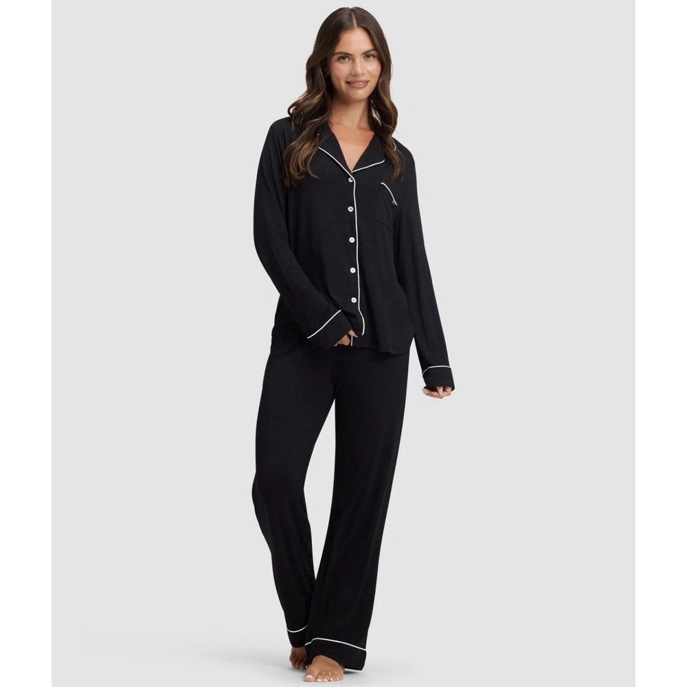 Cozy Earth Pajama Set Women's XXL Stretch-Knit Bamboo Long Sleeve Black $148 NEW